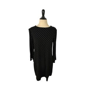 OLD NAVY Polka Dot Tunic Dress sz M Womens Black White Mini Preppy Stretch Knit